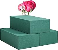 FLOFARE Pack of 3 Green Floral Foam Blocks 6"L x 3.38"W x 1.85"H - Wet & Dry Foam for Fresh Artificial Flowers, DIY Crafts, Weddings, Florist Supplies