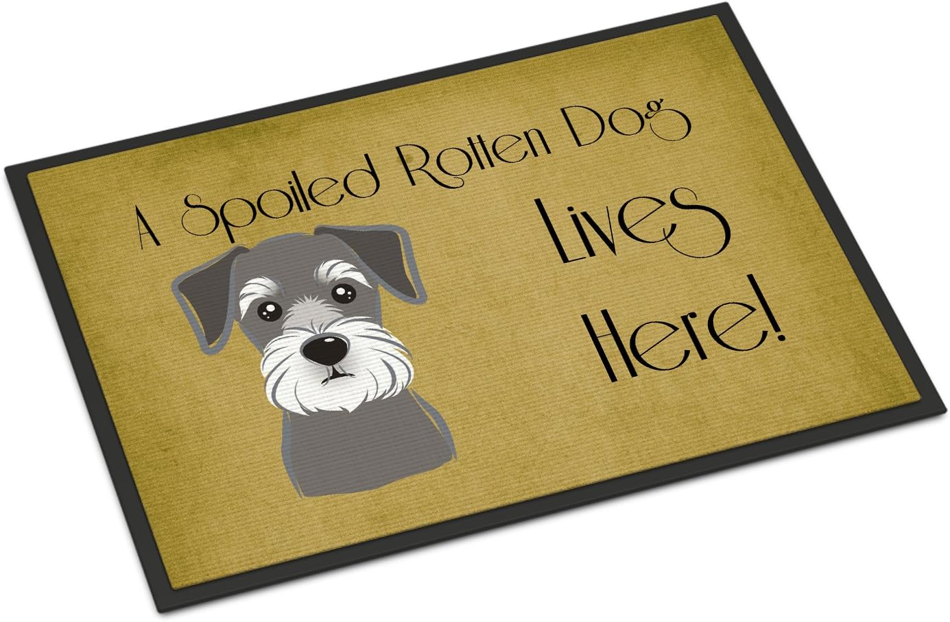 Caroline's Treasures BB1454MAT Schnauzer Spoiled Dog Lives Here Indoor or Outdoor Mat, 18 x 27, Multicolor