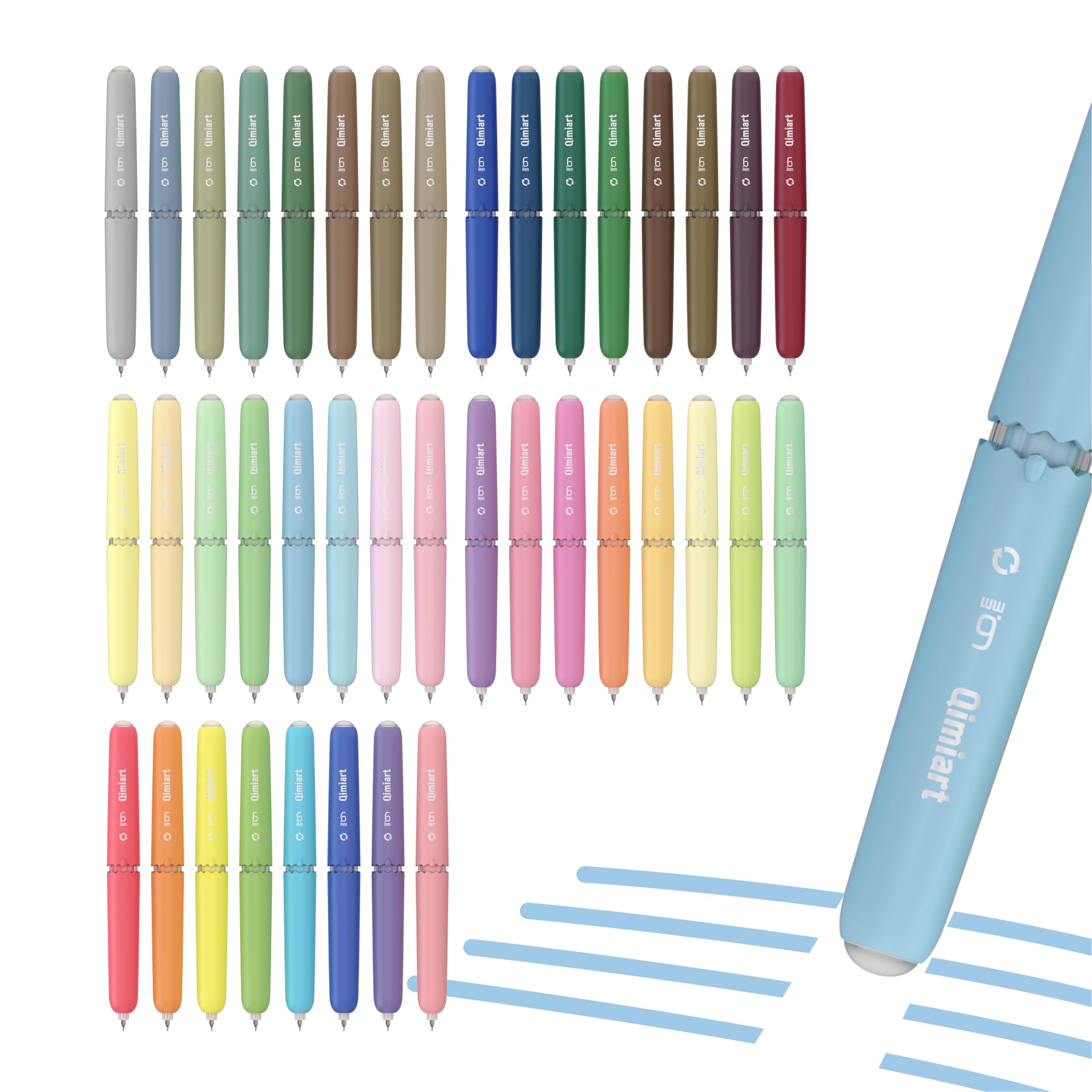 Qimiart Erasable Gel Pens, Fine Point 0.6 mm Twist Retractable, Cute Egg-Shaped Ink Pens with Built-in Eraser, 45-Pack Coloured Pen Set for Journaling, Drawing, Writing, Planner