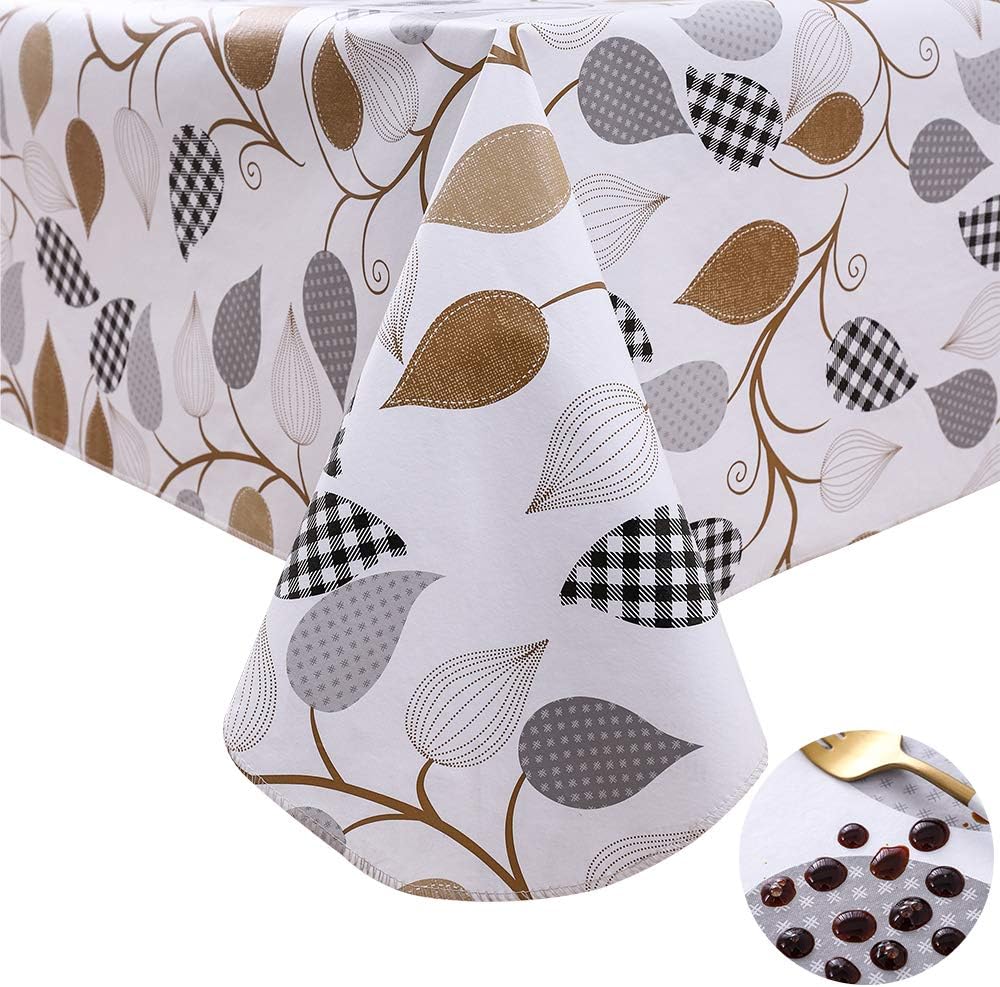 Hairun Flannel Backed Vinyl Tablecloth Waterproof Oil-Proof Stain Resistant PVC Table Cover for Kitchen (Pattern A, 60 X 84 INCH)