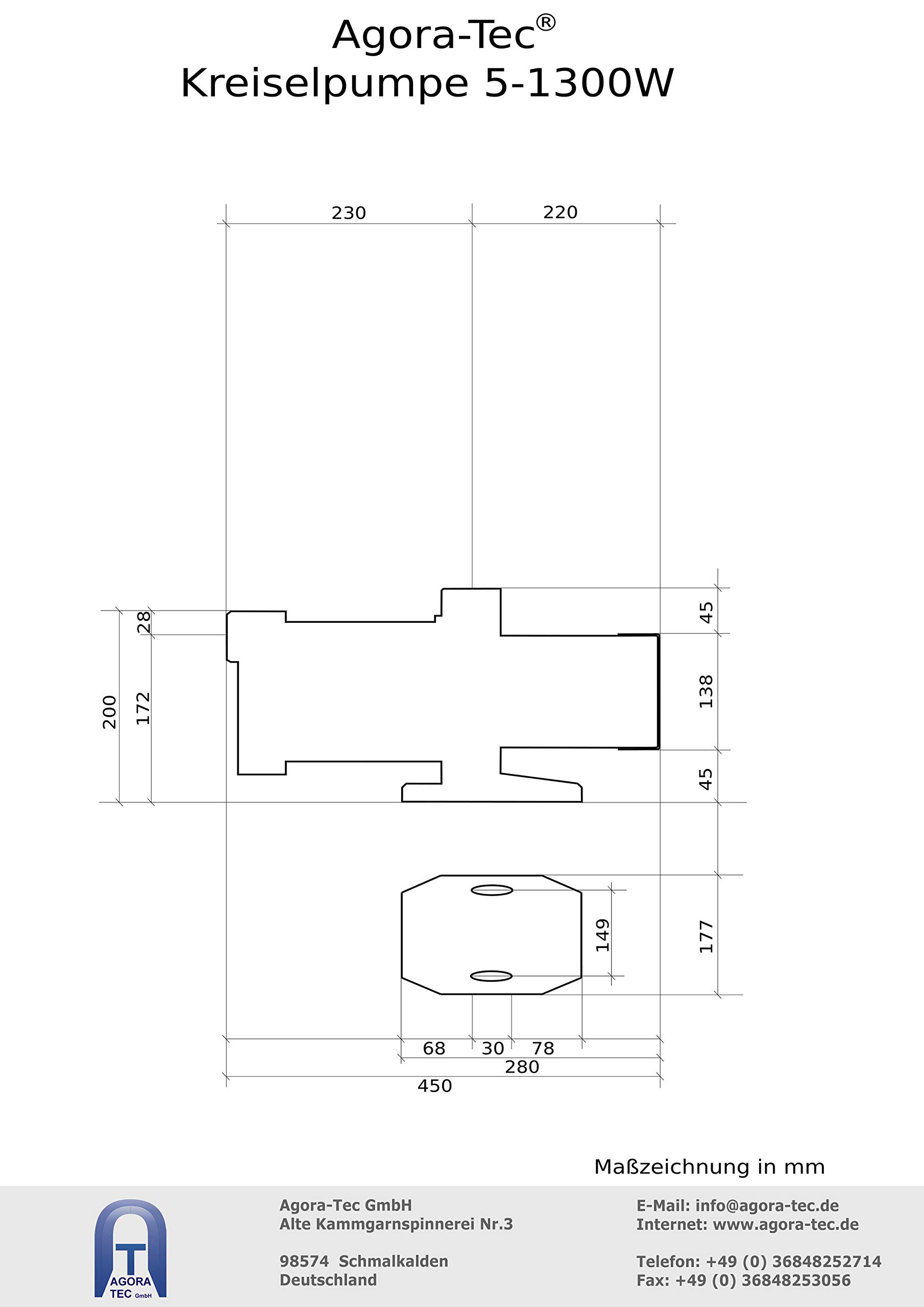 Agora-Tec® Hauswasserautomat Hauswasserwerk 5-1300 18DW mit Druckschalter 5400 l/h 5,6 bar einstellbarer Ausschaltdruck Trockenlaufschutz mit aktivierbarer Neustartfunktion Überdruckabschaltung