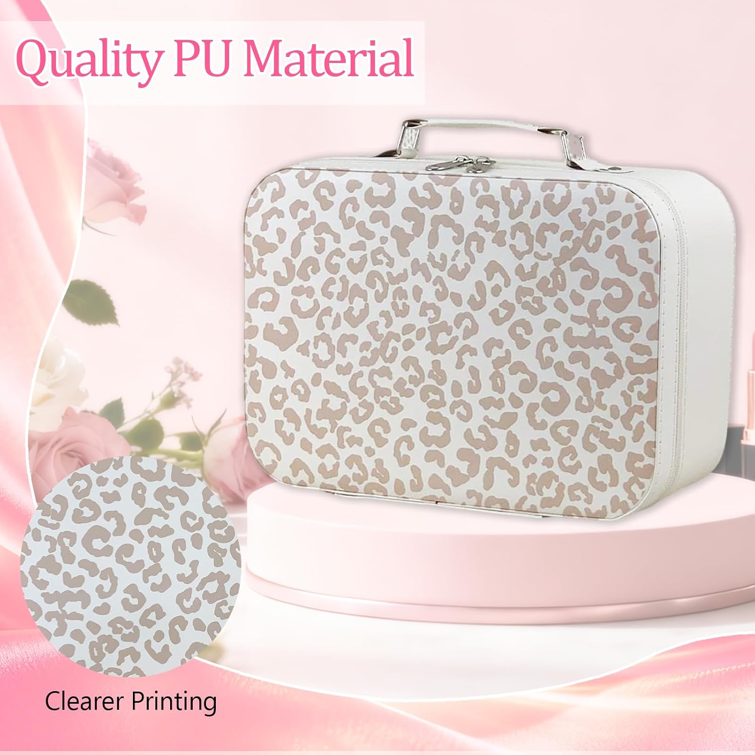 Travel Makeup Case with Mirror, Large Capacity Cosmetic Bag,for Bedroom, Travel,Portable Organizer for Cosmetics, Nail Tools, Craft Supplies, Gift for Women Mom Girls