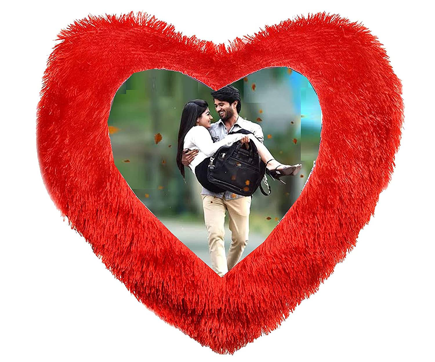 Print Photo Red Fur Pillow/Cushion Pillow Valentine Day Personalized Gifts (Heart Shape Pillow only)-image-32