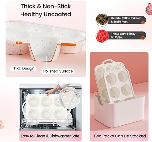 Miniatura 6 de Molde para magdalenas  12 tazas de silicona antiadherente de grado alimenticio para magdalenas, tartas, sin BPA y apto para lavavajillas, tamaño