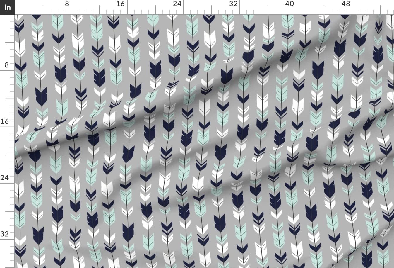 Spoonflower Fabric - Arrows, Feather, Navy Mint White, Woodland, Boho, Nursery, Boy, Printed on Upholstery Velvet Fabric Fat Quarter - Upholstery Home Decor Bottomweight Apparel