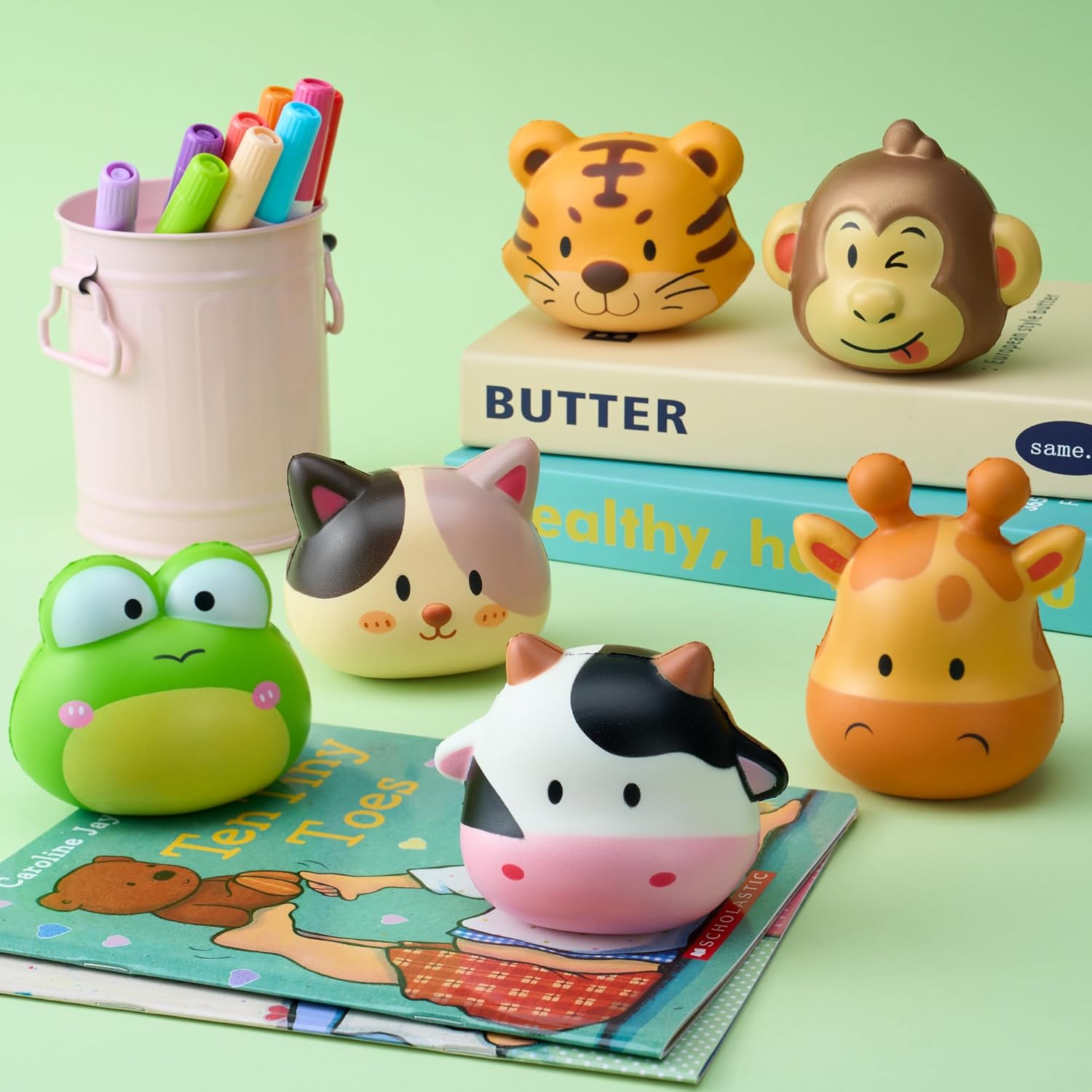 DMIGHT Party Favors for Kids 6PCS Large Animal Squishy Toys, Stress Balls Goodie Bag Stuffers, Pinata Stuffers,Birthday Gifts for Boys & Girls,Treasure Chest Prizes,Classroom Prizes for Kids