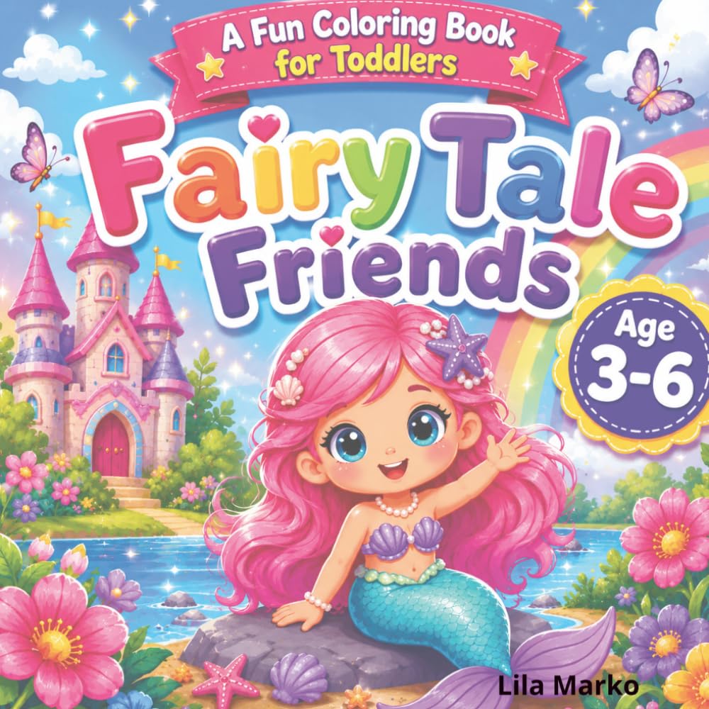 Fairy Tale Friends: A Fun Coloring Book for Toddlers Ages 3–6 | Princesses, Elves, Unicorns, Frogs, Fairytale Friends and Magical Adventures