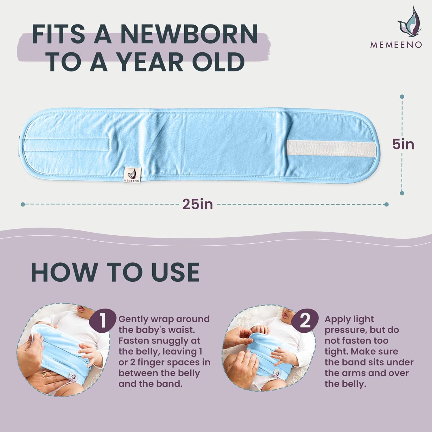 MEMEENO Baby Belly Band for Gas and Colic Baby Relief - Belly Band for Heating Pad for Colic, Heated Tummy Wrap, Sky