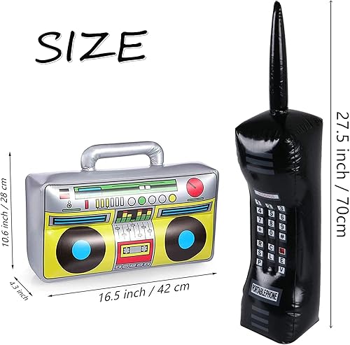 Miniatura 2 de Caja inflable de 3 piezas de radio Boom y accesorios inflables para teléfono móvil para decoraciones de fiesta 80s 90s