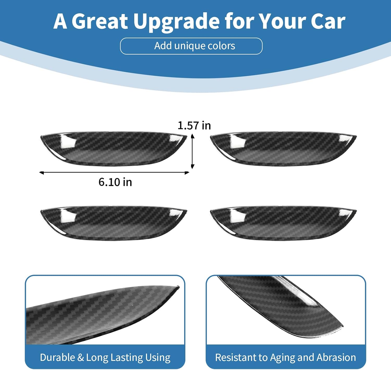 for Charger Door Handle Cover Trim Bowl Fit for Dodge Charger 2011-2023 Black Carbon Fiber Exterior Accessories 4pcs