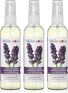Natural Flower Power Air Freshener Spray - Odor Eliminator with Essential Oils for the Home, Car & Fabric - Cruelty Free & Vegan - 3 Pack - Lavender - 3 x 4 oz