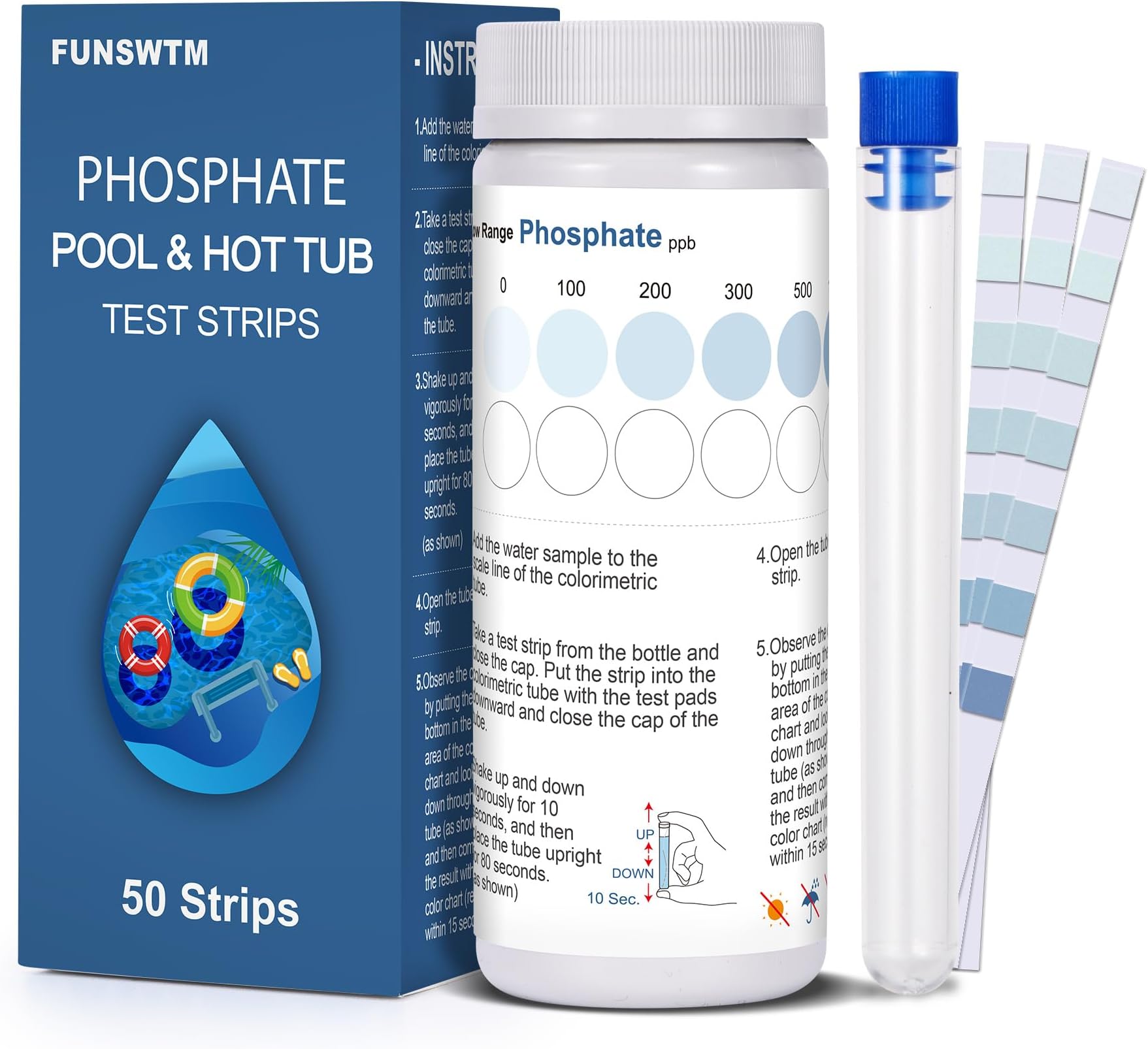 Phosphate Test Kit for Pool：50 Strips Phosphate Test Kit for Hot Tub Swimming Pool Spa Water Testing