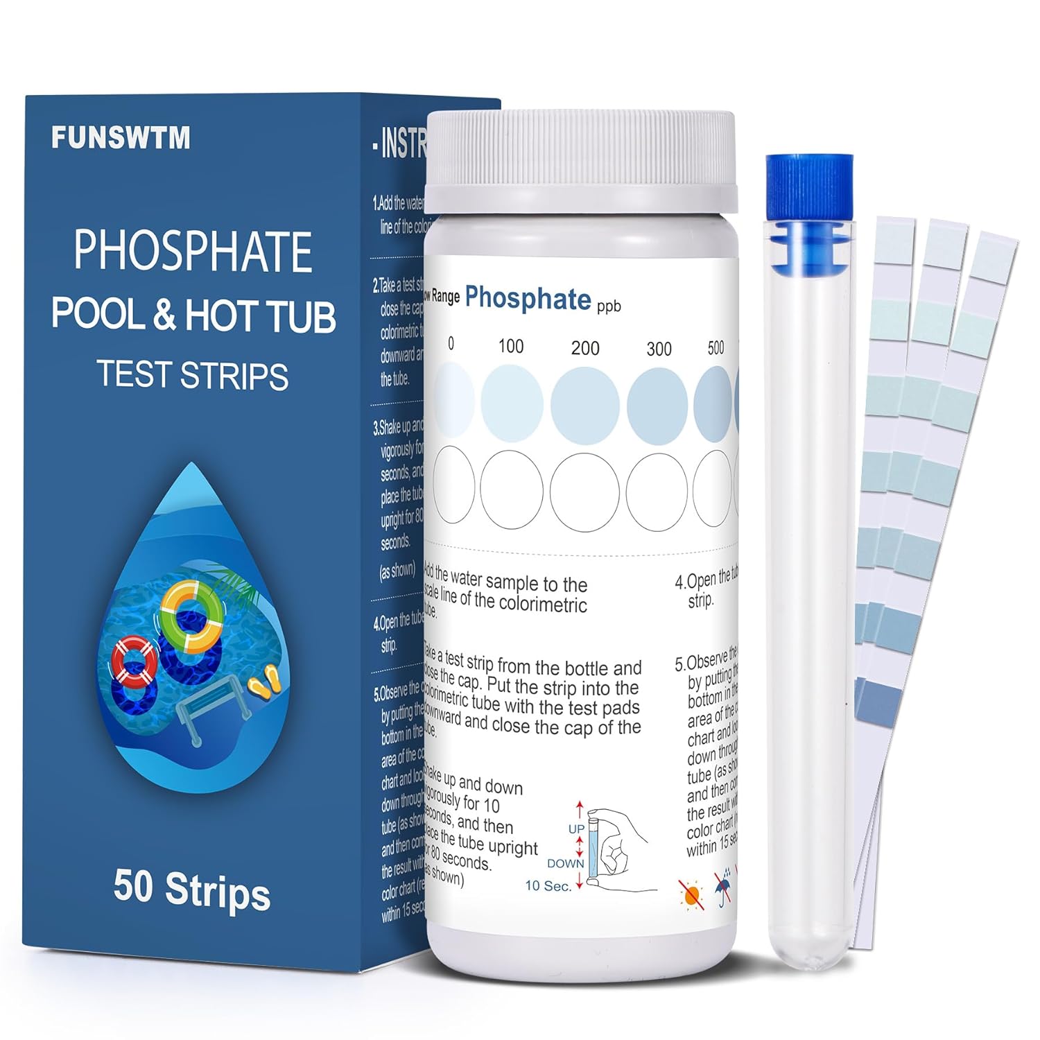 Phosphate Test Kit for Pool：50 Strips Phosphate Test Kit for Hot Tub Swimming Pool