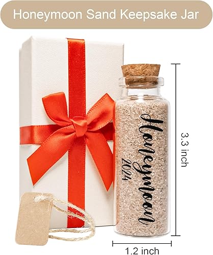 Miniatura 2 de Tarro de recuerdo de arena de luna de miel 2024, regalos románticos de luna de miel para parejas recién casadas, novia y novio, regalos de despedida