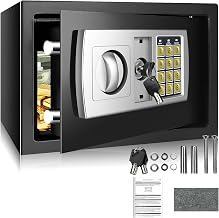 Waterproof Safe Fireproof Safe Home Safe with Key Lock, 8.5L Portable Safe for Cash, Medicine, Jewellery, Black, 11.8" W x 7.9" D x 7.9" H