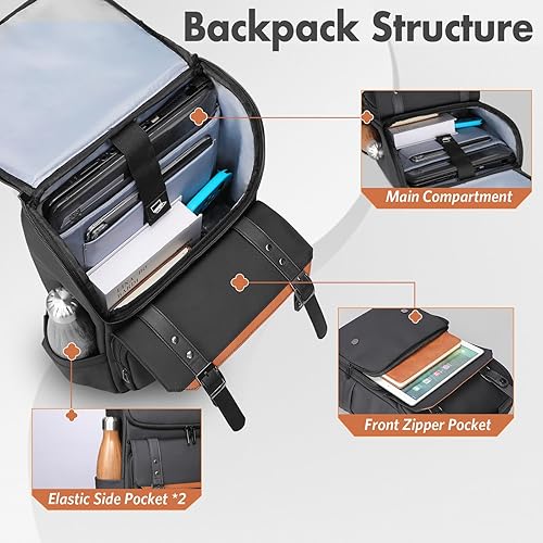 Miniatura 5 de hk Mochila de viaje para laptop para mujeres y hombres, mochila universitaria para laptop de 17.3 pulgadas, color negro para viajes, trabajo y uso