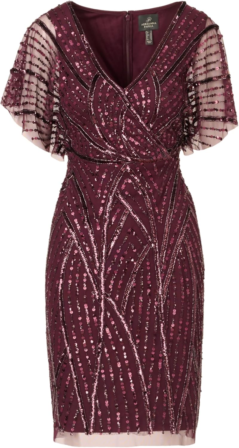 Adrianna Papell Womens Beaded Dolman Sleeve Dress - Image 5