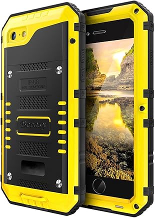 Beeasy Funda Antigolpes para iPhone 7/8,Impermeable Robusta Carcasa Waterproof Antica?das Blindada Dura Herm?tica Grado Militar Heavy Duty Met?lica con Protector de Pantalla al Aire Libre,Amarillo