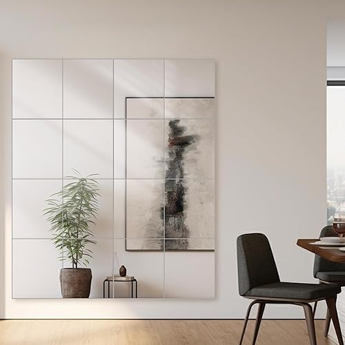 Miniatura 5 de Dulles Glass - Espejos de pared, azulejos de espejo de pared de vidrio de 12 x 10 pulgadas (16 unidades), espejo grande de cuerpo completo para