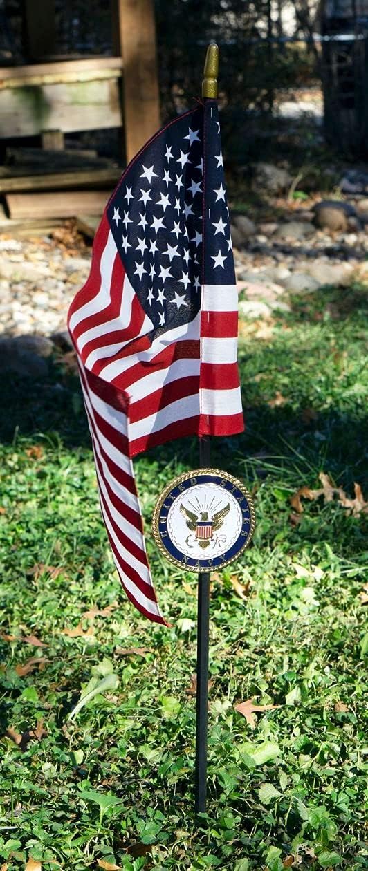 US Navy Veteran Grave Marker with American Flag - 30" Tall Cemetery Graveside Memorial with Officially Licensed Military Seal - by Allied Flag - Image 7