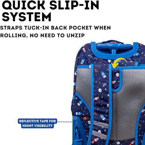 Miniatura 6 de J World New York Mochila con ruedas Duo para niños con juego de lonchera, Spaceship, talla única , Duo Kids - Mochila con ruedas y lonchera