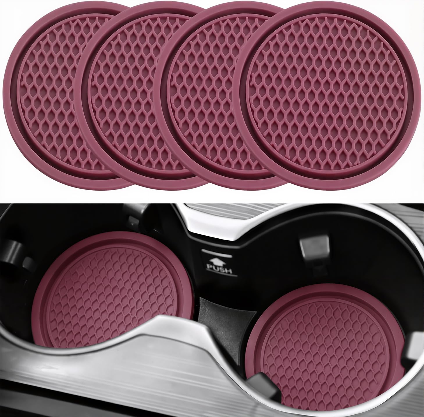 SINGARO Car Cup Coaster, 4PCS Universal Non-Slip Cup Holders Embedded in Ornaments Coaster, Car Interior Accessories, Purple Glow
