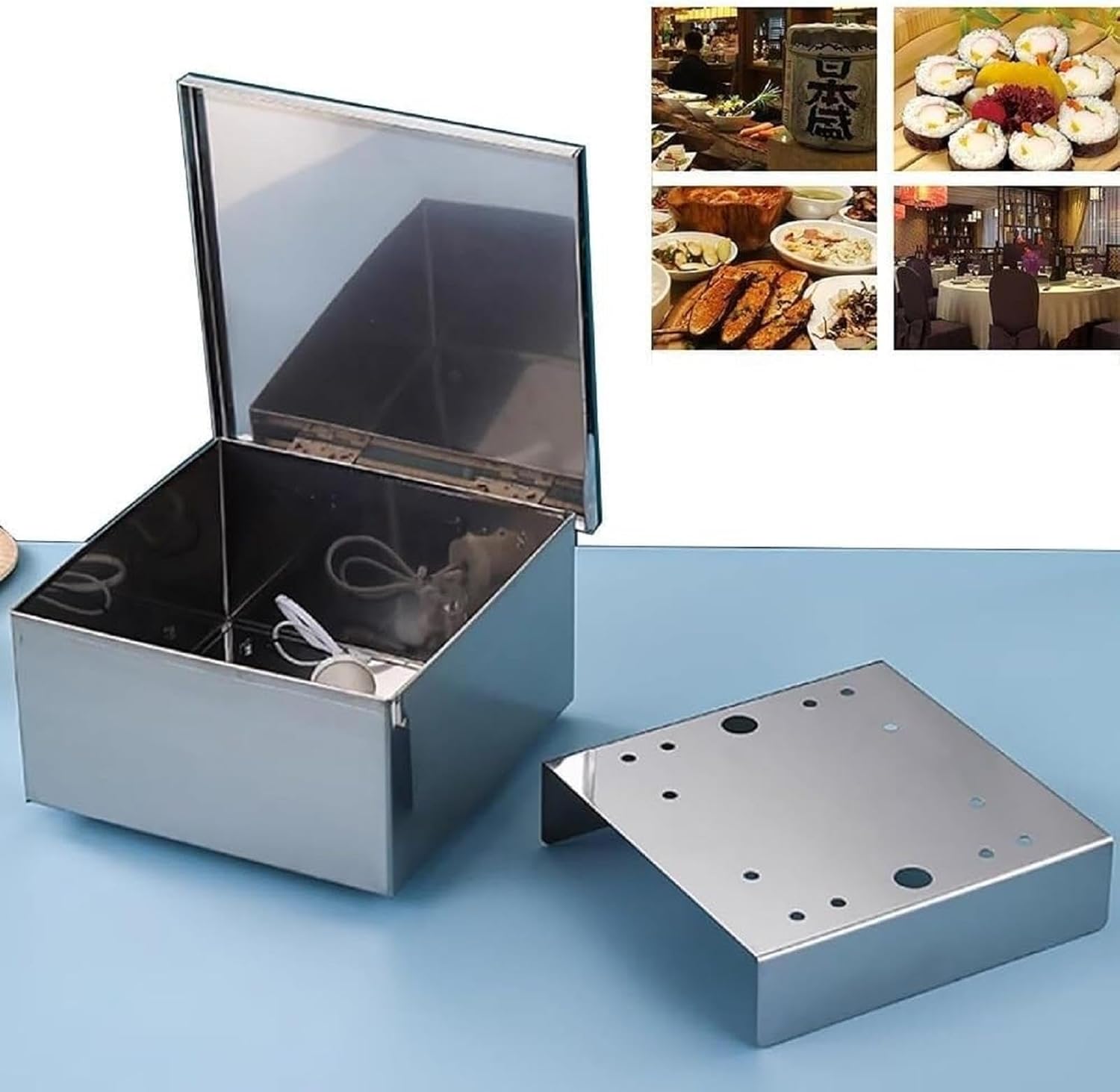 Stainless Steel Seaweed Oven for Sushi Restaurants – Adjustable Temperature with 3 Heating Bulbs,Drying & Crisping Function for Perfect Roasted Nori(Small, Silver)