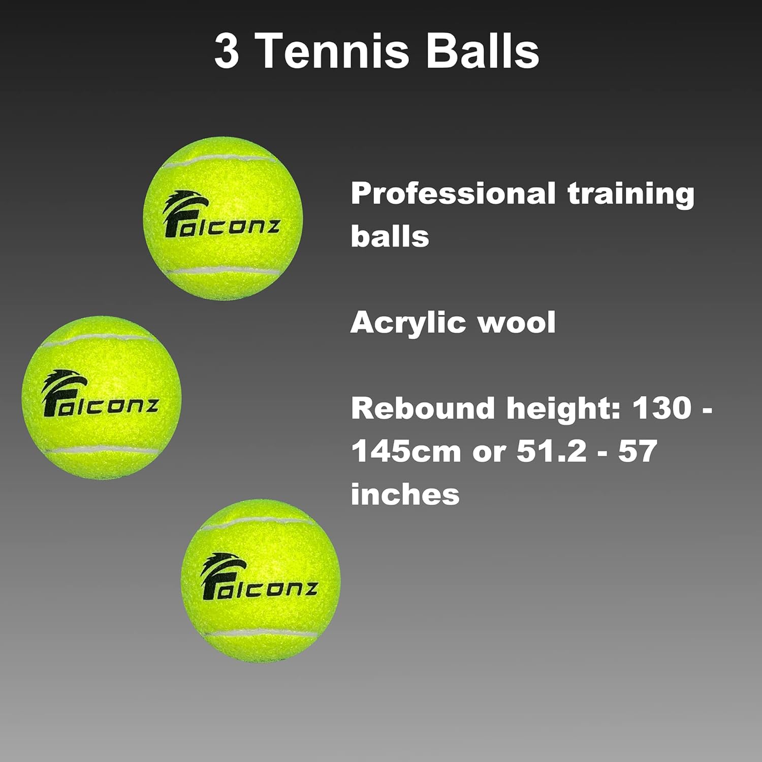 Falconz Tennis Set - Pack of 2 Carbon Reinforced Tennis Rackets for Adults and 3 Tennis Training Balls : Sports & Outdoors