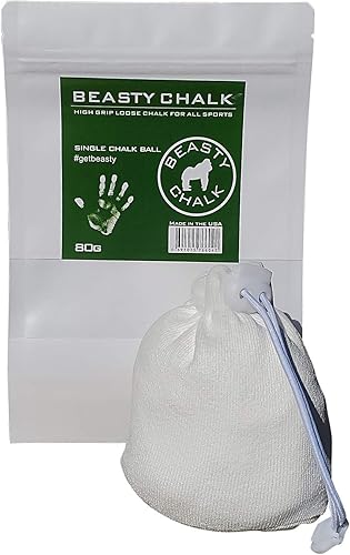 Beasty Chalk - Bola de tiza, 2.82 oz - Tiza de gimnasio premium en calcetín recargable - No tóxico - Ideal para escalada, gimnasia, levantamiento de