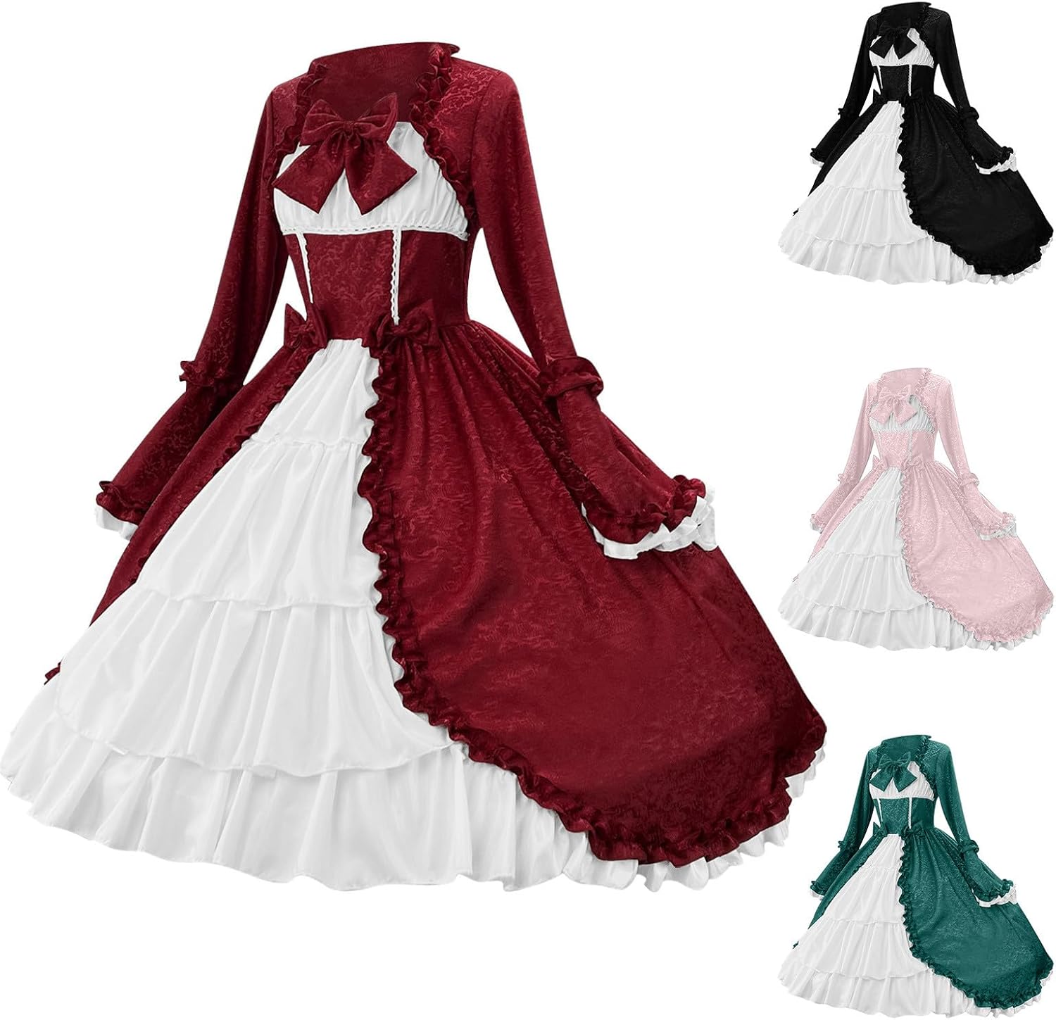 Women Marie Antoinette Ball Gown Court Rococo Baroque 18th Century Dress Renaissance Historical Period Prom Dress Red