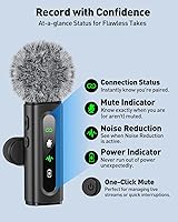 Vista 4 de Micrófono Lavalier USB C Inalámbrico Mini Micrófono para Teléfono/Tableta/PC Android Tipo C Grabación de Video Micrófonos de Clip con Clip Giratorio