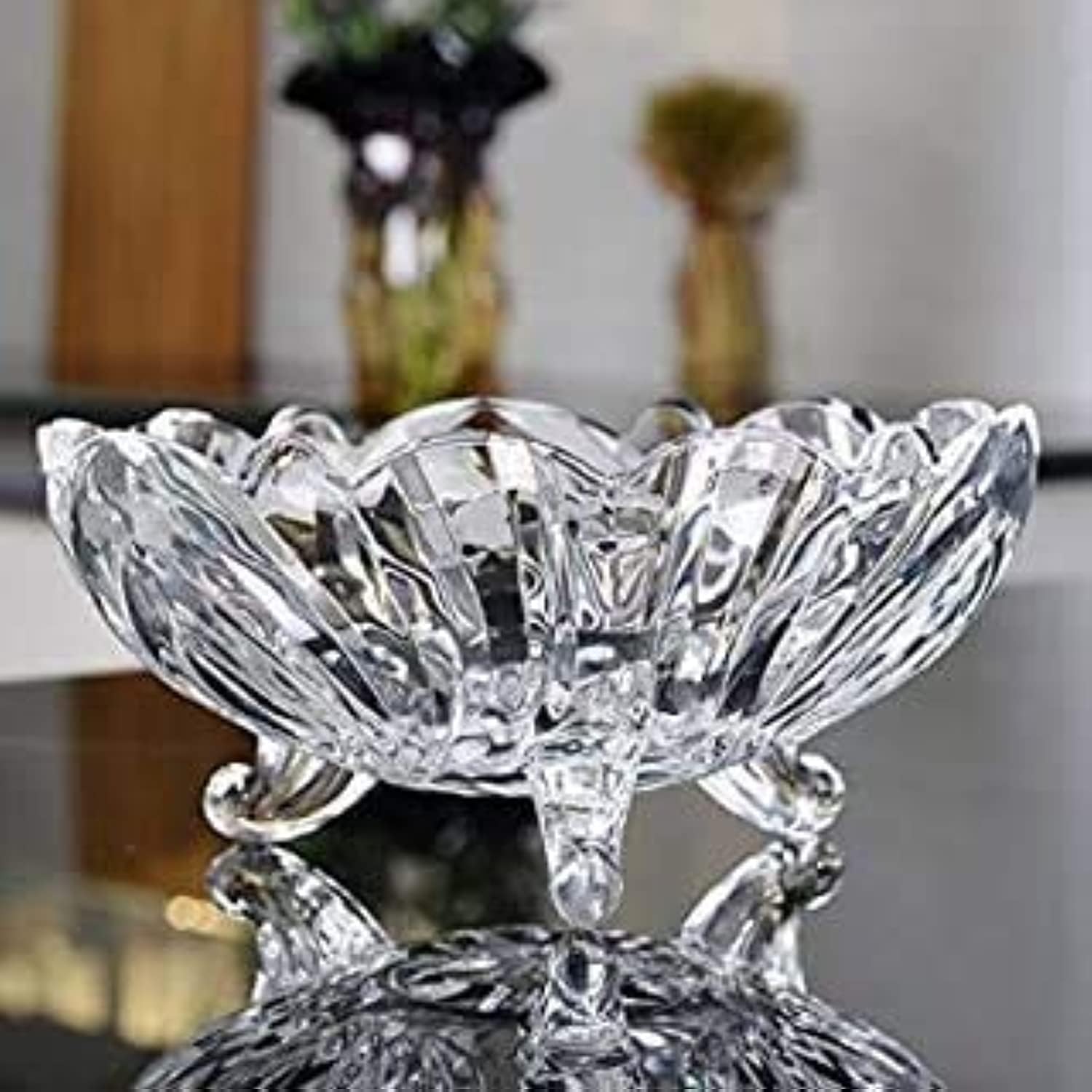 Fruit Bowl Dining Table Glass Serving & Dinnerware, Crystal Touch Designer (Transparent) - 500 Ml