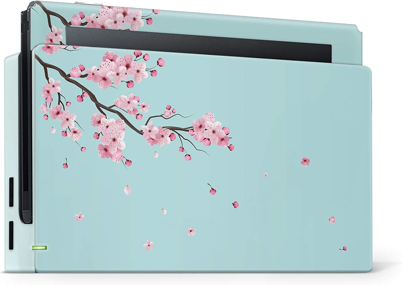 Tacky Design Sakura Blue Skin Compatible with Nintendo Switch Skin Wrap Cover, Blossom Flowers Skin for Nintendo Switch Stickers, Premium Vinyl 3M Full Wrap Decal.
