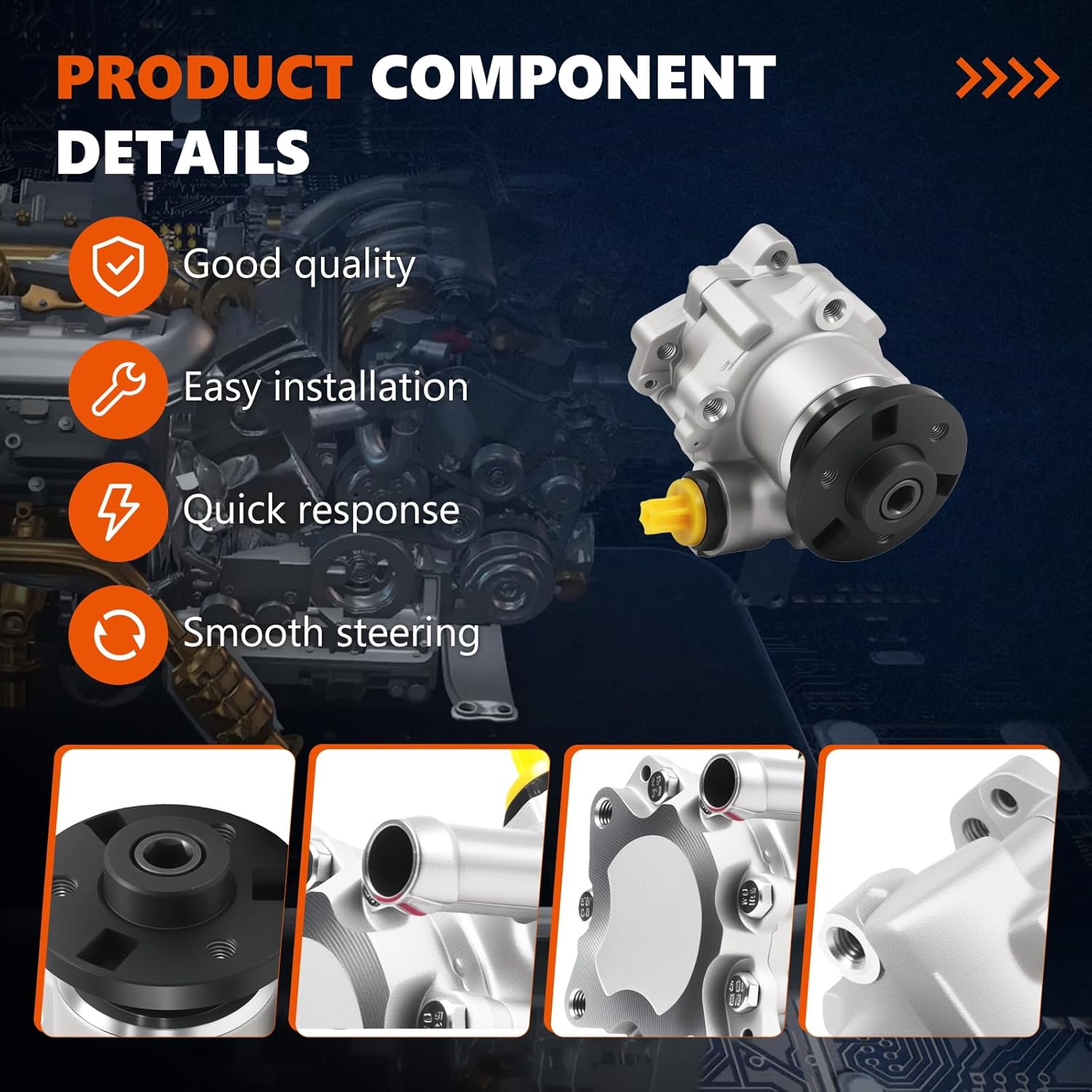 21-110 Power Steering Pump Fits for 2007-2013 335i 3.0L, for 2008-2013 135i 3.0L, for 135is 335is 335xi X1 3.0L, OE-Quality Power Assist Pump, Replace OE 32414042624 32414044439