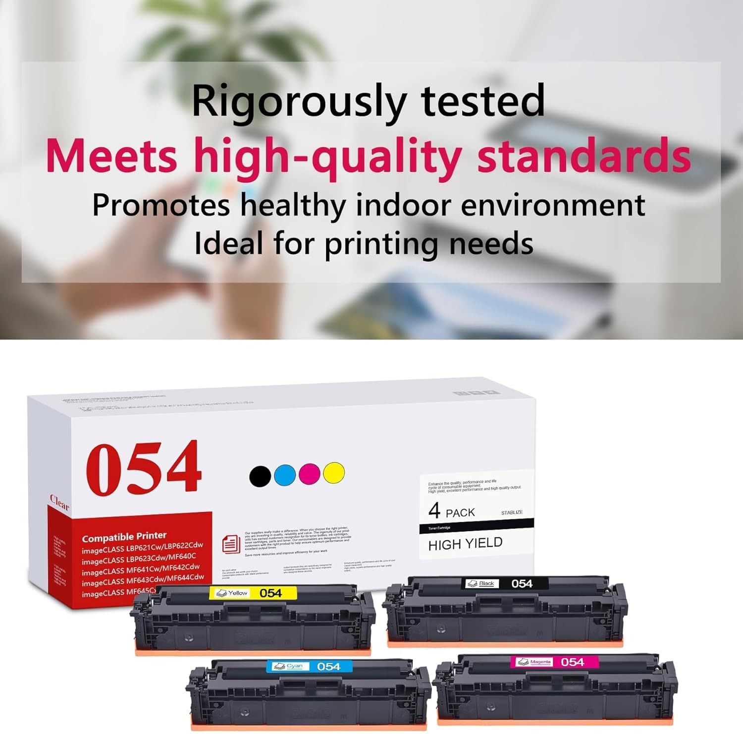 054 Toner Cartridge Replacement for Canon 054H CRG-054 for Color imageCLASS MF644Cdw MF642Cdw LBP622Cdw MF641Cw Printer|4-Pack (BK/C/M/Y)