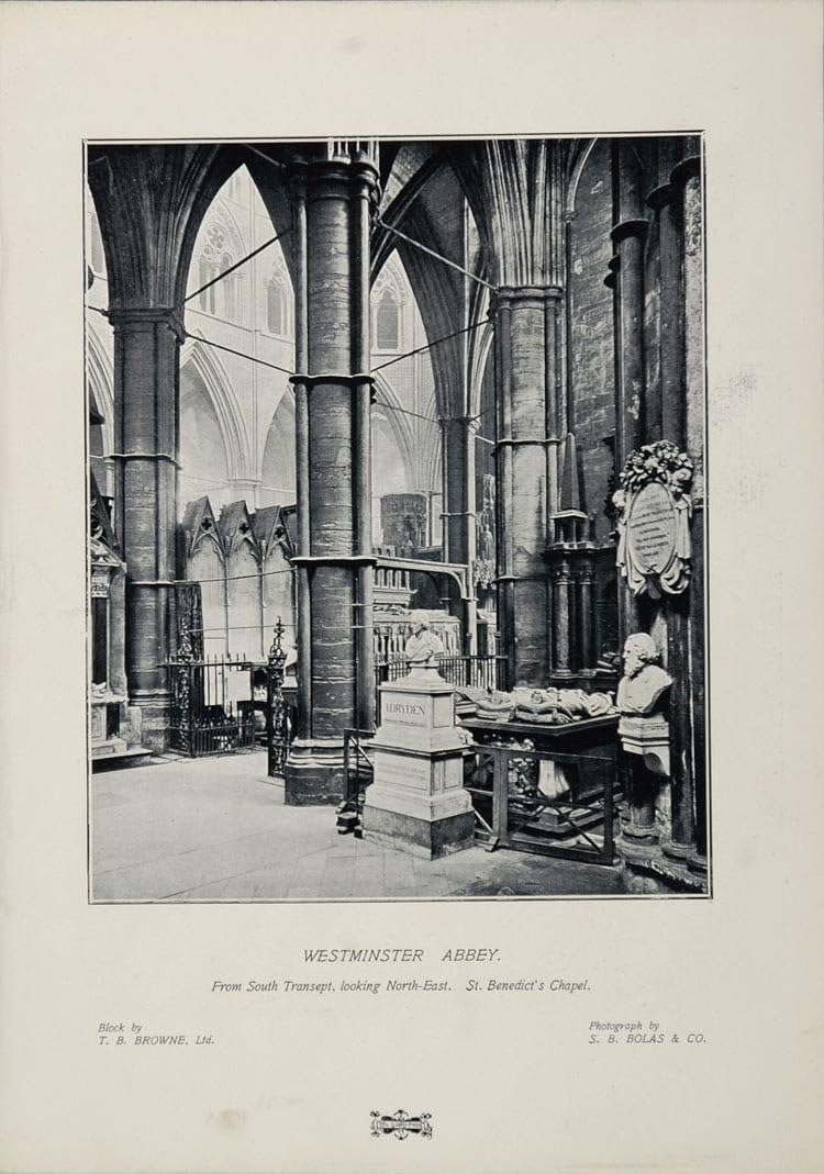 1904 Print Westminster Abbey St. Benedict Chapel Dryden Original