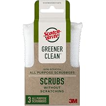 Scotch-Brite Greener Clean Non Scratch Scrubber 2.6 in. x 4.1 in. x 0.7 in. / 3-pack White