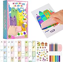 AGUDO Squeegee Art Kids Paint Kit, 35 Pieces DIY Rainbow Scratch Art, Rainbow Dot Painting Art Kits, Children Painting Crafts Creativity Set (1 Set)