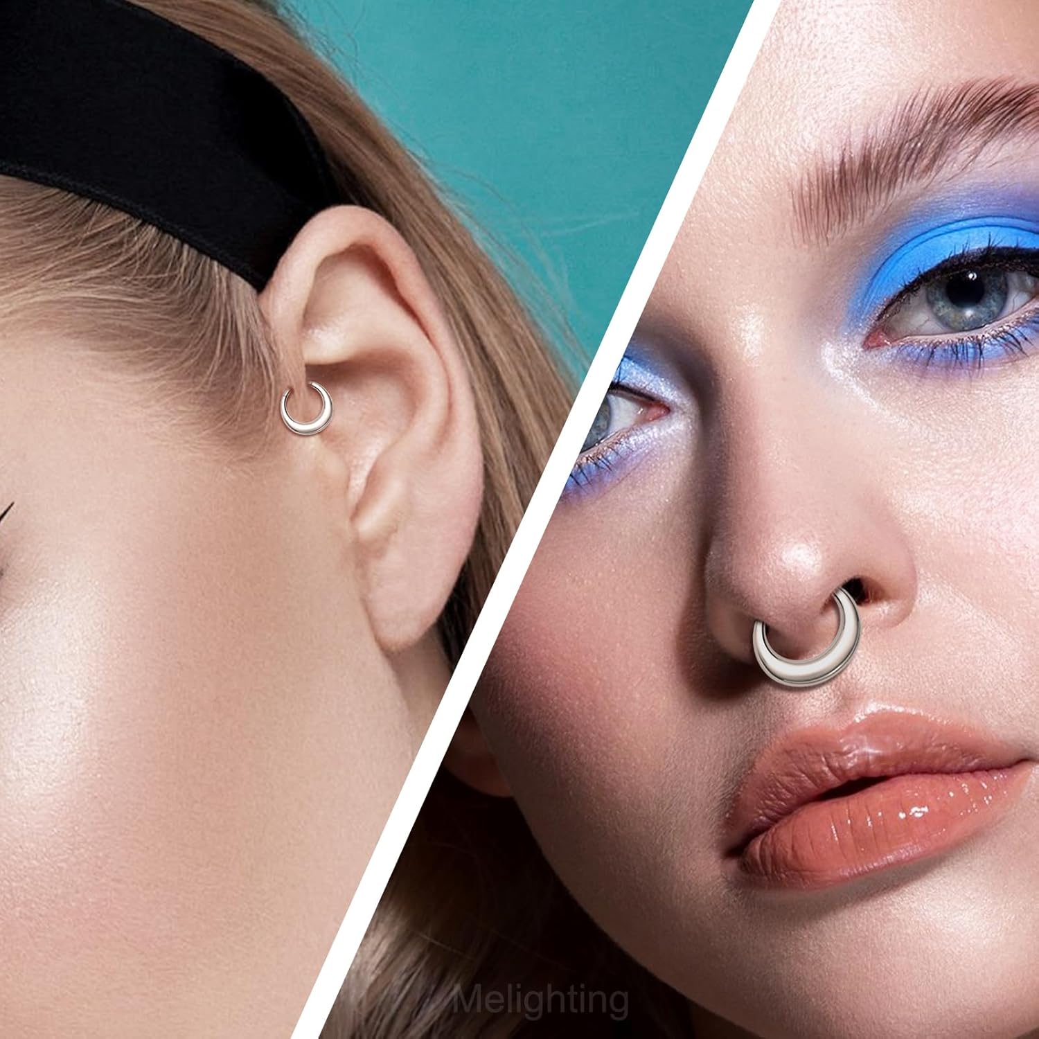 Melighting 16G Septum Ring Hoop Stainless Steel 316L Septum Jewelry Clicker Cartilage Earring Hinged Segment Daith Piercing Jewelry for Women - Image 5