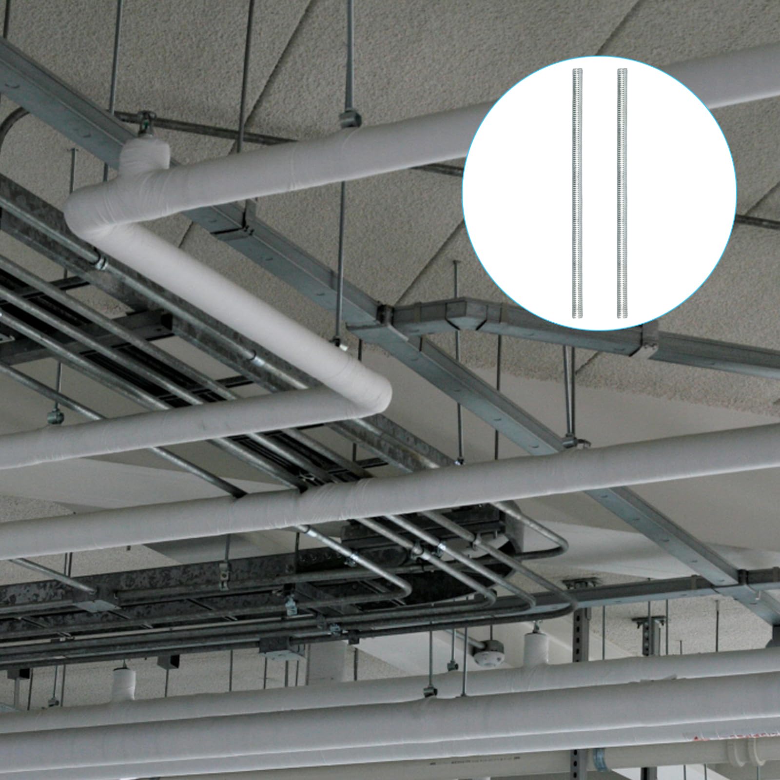Lot de 2 Tiges Filetées M8 X 300 MM, Tige Filetée, Tige Filetée M8, Filetage Intérieur Métrique, En Acier Galvanisé, Convient Aux Installations Intérieures, Aux Navires, Aux Balustrades En Fer