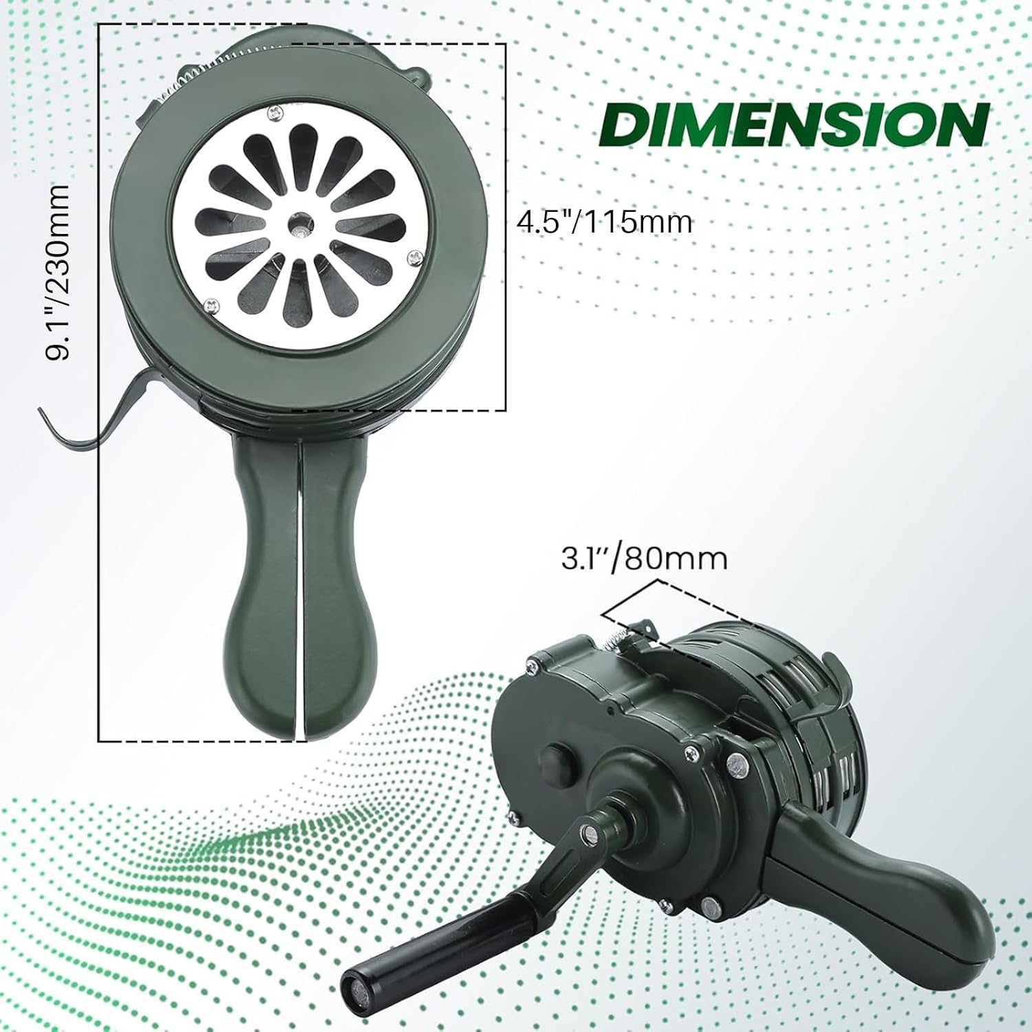 MAOPINER Handheld Air Raid Siren, 110db Hand Loud Crank Operated Air Raid Siren Home Self Protection Security Alarm Siren Aluminum Alloy Crank, Hand Crank Siren
