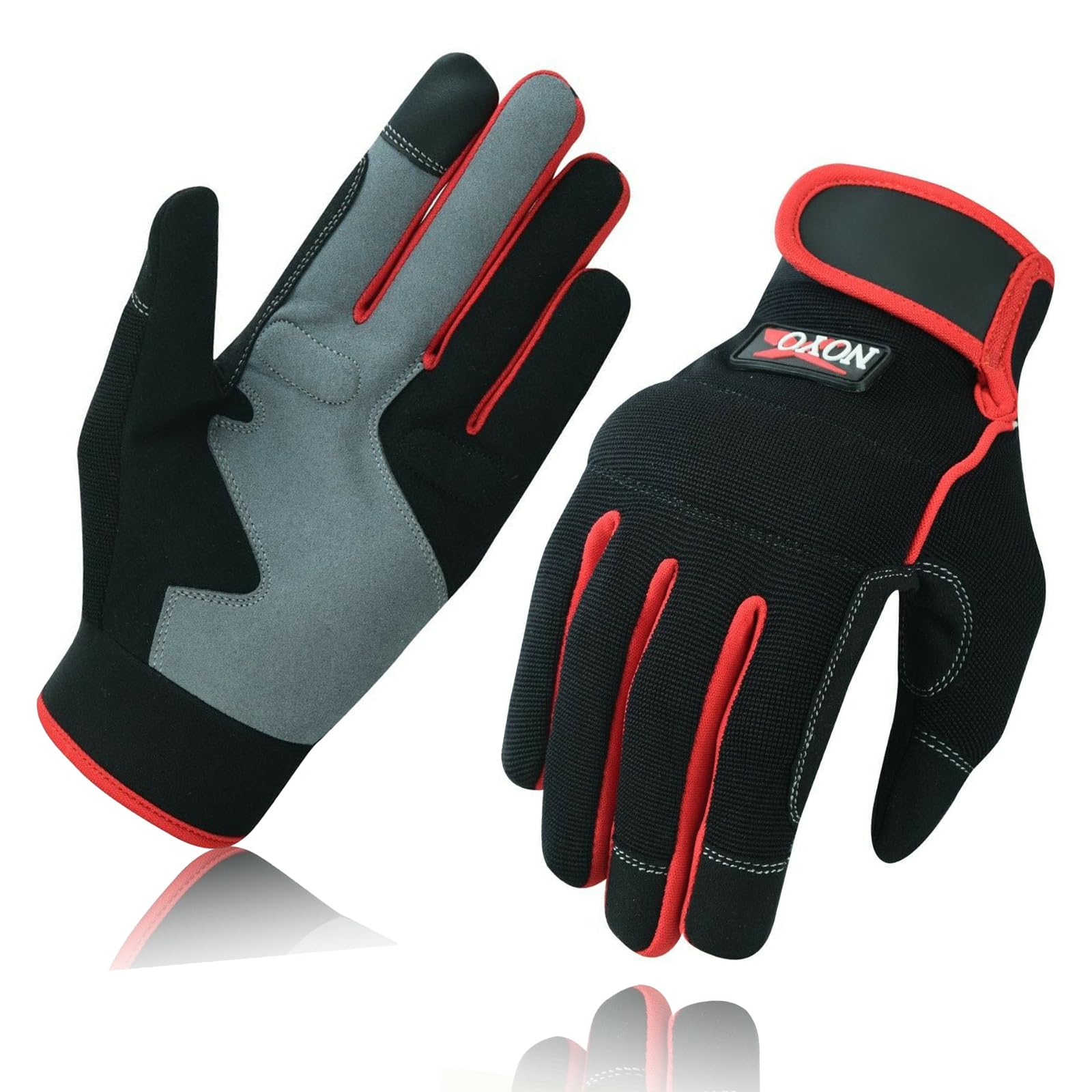 Swift Wear Work Gloves Mechanics Hand Protection Tradesman Farmer's Gardening DIY Builders Safety Gloves (Red, M)