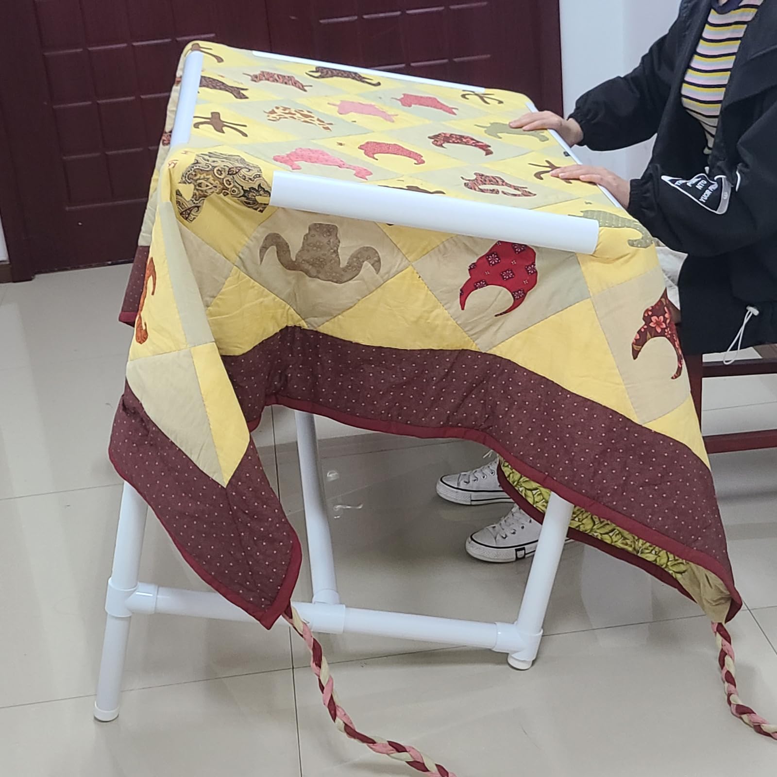 BEN YEDD Quilter's Bodenrahmen, großer Stickrahmen, Werkbänke, Patchwork-Stickerei, Kreuzstich, Stützwinkel, PVC-Rohrregale