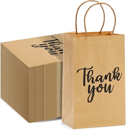 Sparkle and Bash Thank You Party Favor Kraft Bolsas (9 x 5.3 x 3.15 pulgadas, paquete de 100)