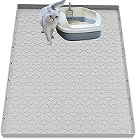Jacooxi Silicone Cat Litter Mat 40x28 in - Large Litter Trapping Mat, Waterproof Non-Slip, Easy Clean for Litter Box, Light Gray