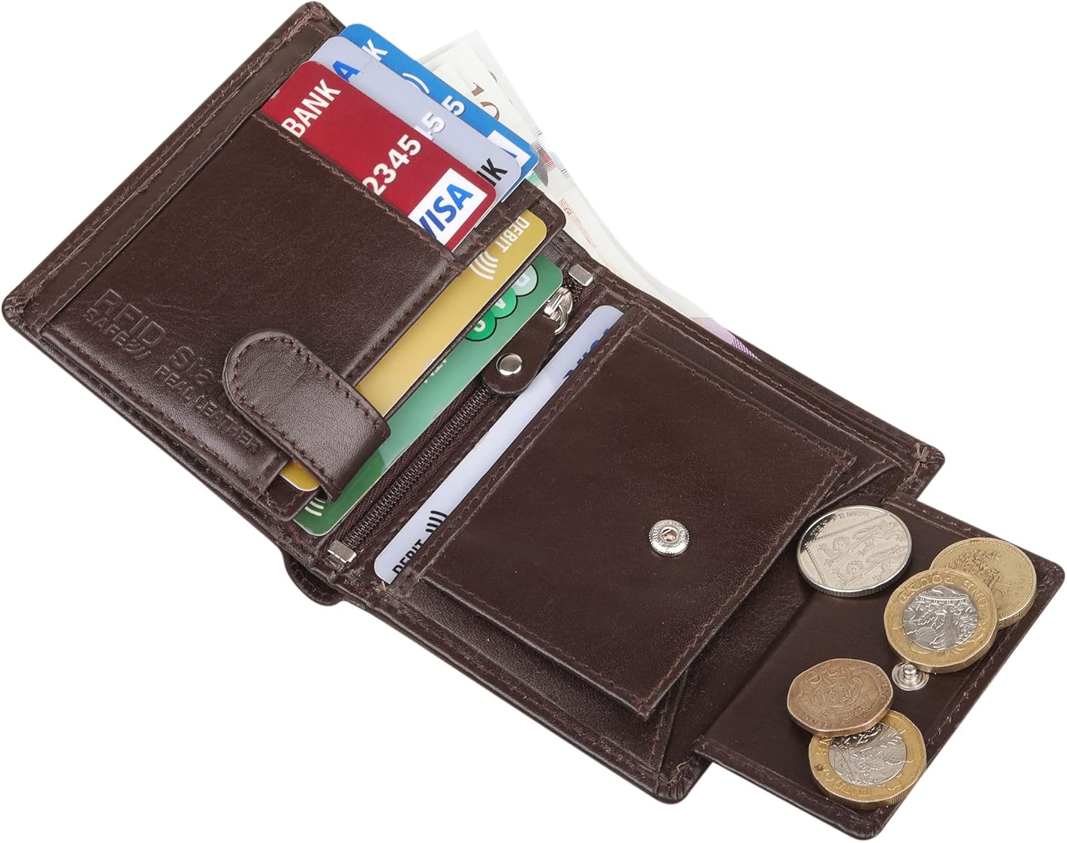STARHIDE Men's Gents Luxury Italian Leather Small Wallet with Built in RFID Blocking Gift Boxed Minimalist Wallets Art-830 (Brown)