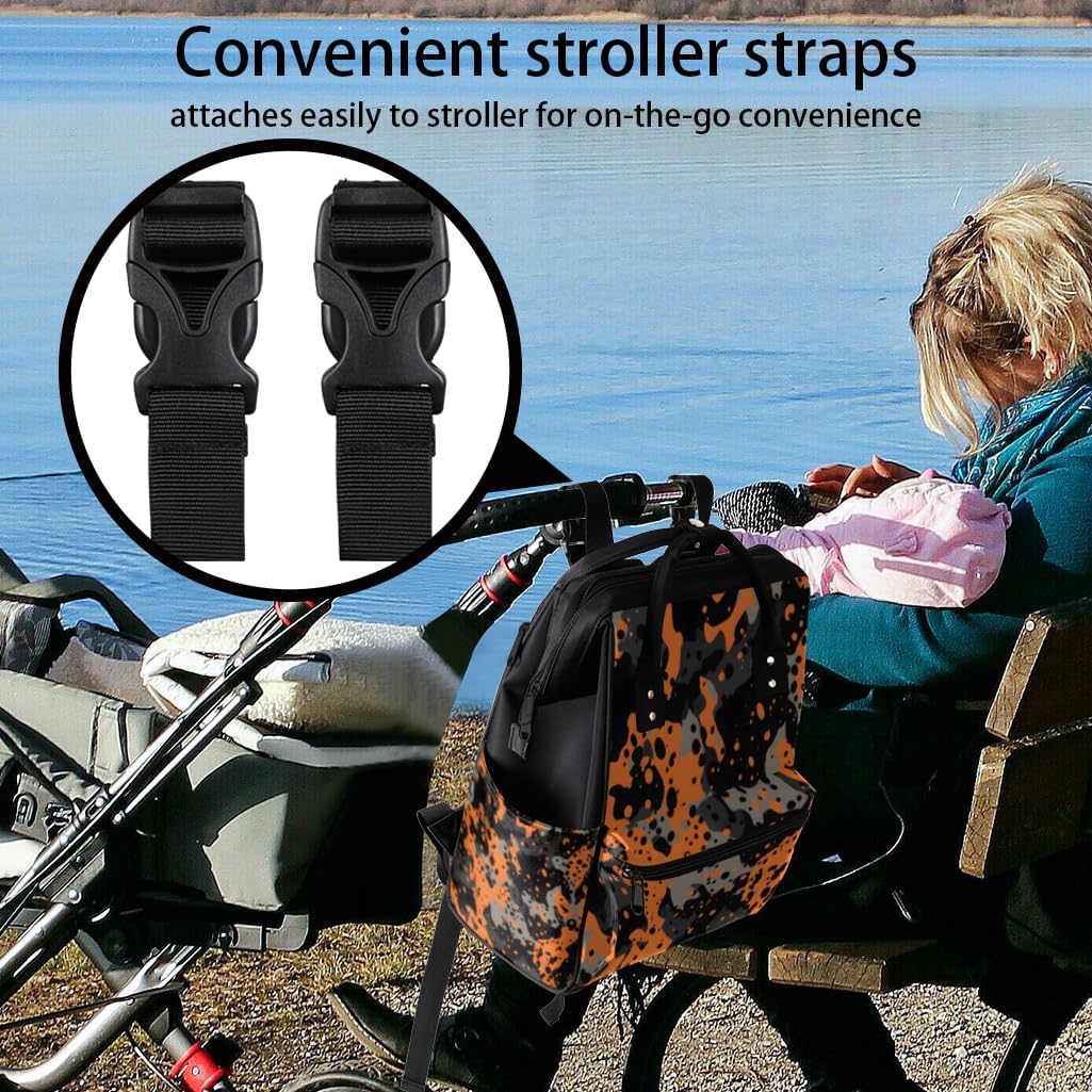 Cartoon Camouflage Diaper Bag Backpack Large Compartment Mommy Bag with Stroller Straps Waterproof Casual Daypack for Mom and Dad Travel Bag