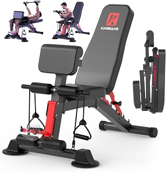 K KiNGKANG Adjustable Weight Bench,1050 lbs Foldable Workout Bench with 8 Back Positions, Incline Decline Flat Exercise Bench for Home Gym Full Body Strength Training