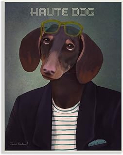 Stupell Industries Haute Dog Quirky Wearing Clothes Blazer Sunglasses, Design by Diane Neukirch, 13 x 19, Wall Plaque