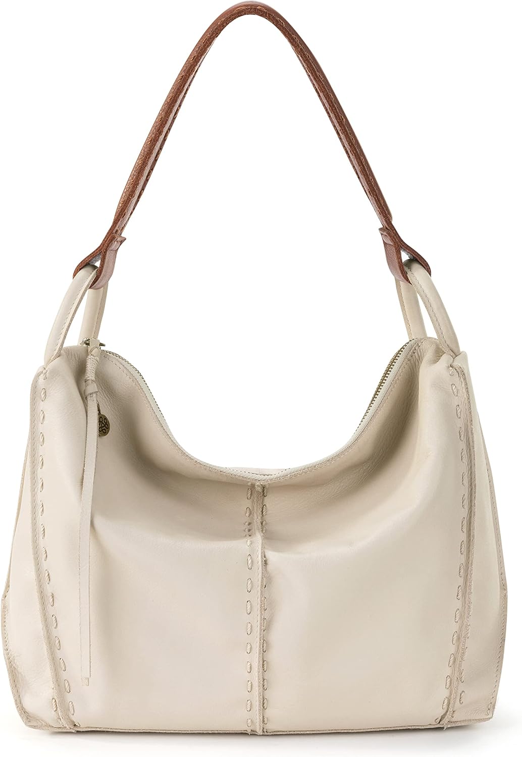 The Sak Los Feliz Hobo in Leather, Lined, Roomy Shoulder Purse, Stone